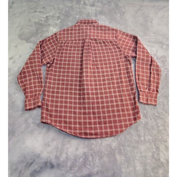 Timberland Size L Plaid Flannel Button Down Shirt Mens Red Cotton Casual C11-16 - Picture 6 of 7